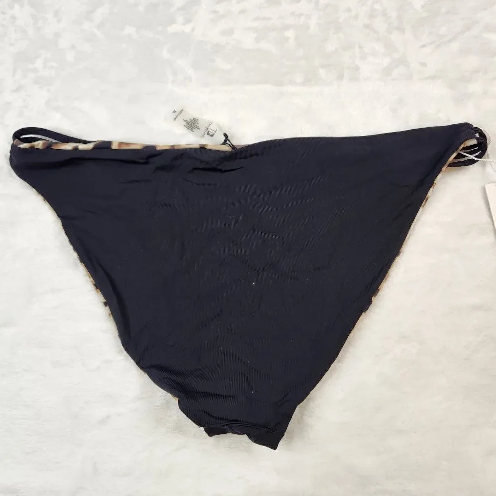 TiNiBiKiNi Leopard Print Black Reversible Swimsuit Bikini Bottom Sz XL